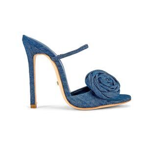 RAYE Blue Denim Rose Embellished High Heel Mule